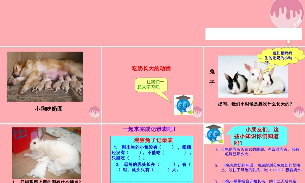 四年级科学上册 2.3 吃奶长大的动物课件1 湘教版-湘教版小学四年级上册自然科学课件