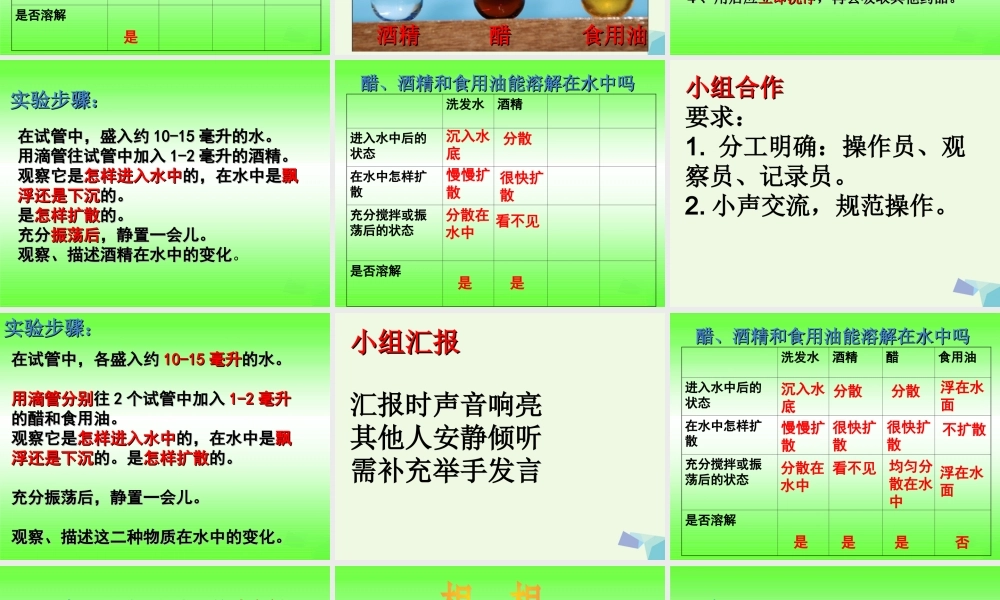 四年级科学上册 2.3 液体之间的溶解现象课件1 教科版-教科版小学四年级上册自然科学课件