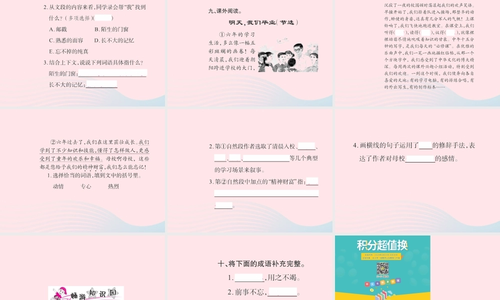 六年级语文下册 第六组 依依惜别二习题课件 新人教版-新人教版小学六年级下册语文课件