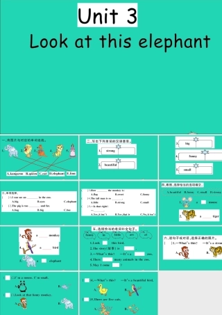 四年级英语上册 Unit 3 Look at that elephant作业课件 湘少版-湘少版小学四年级上册英语课件