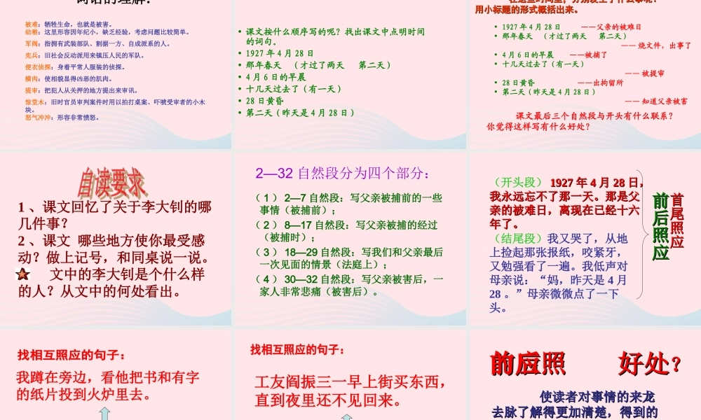 六年级语文下册 第三单元 前的回忆课件 新人教版-新人教级下册语文课件