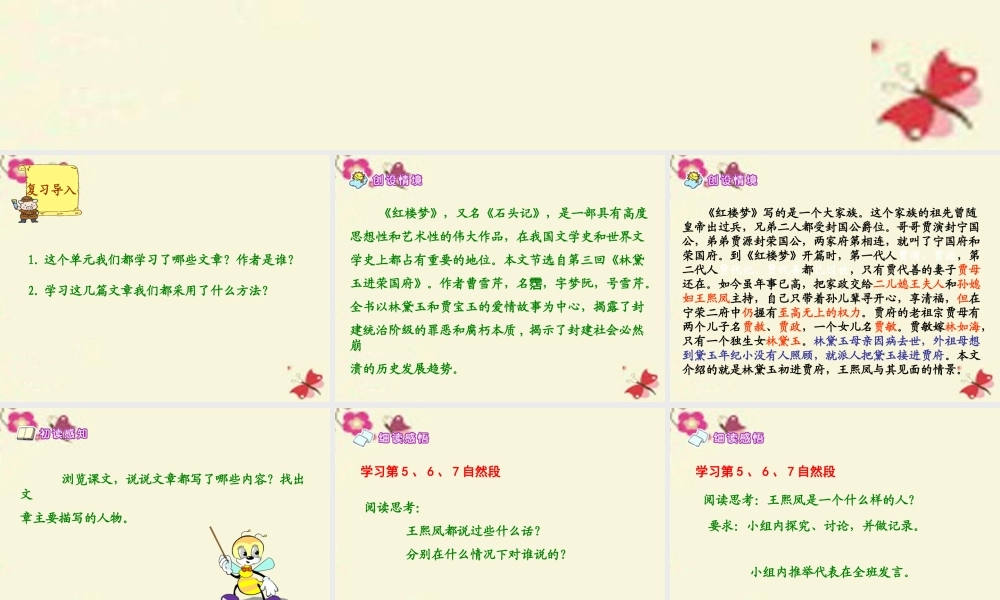 六年级语文下册 第7单元 选读九《黛玉初进荣国府》课件1 语文A版-语文A版小学六年级下册语文课件