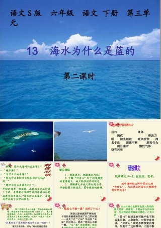 六年级语文下册 第3单元 13《海水为什么是蓝的》课件1 语文S版-语文S版小学六年级下册语文课件