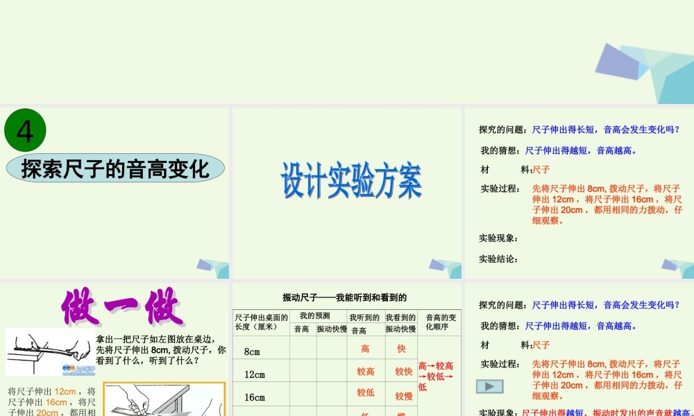 四年级科学上册 3.4 探索尺子的音高变化课件2 教科版-教科版小学四年级上册自然科学课件