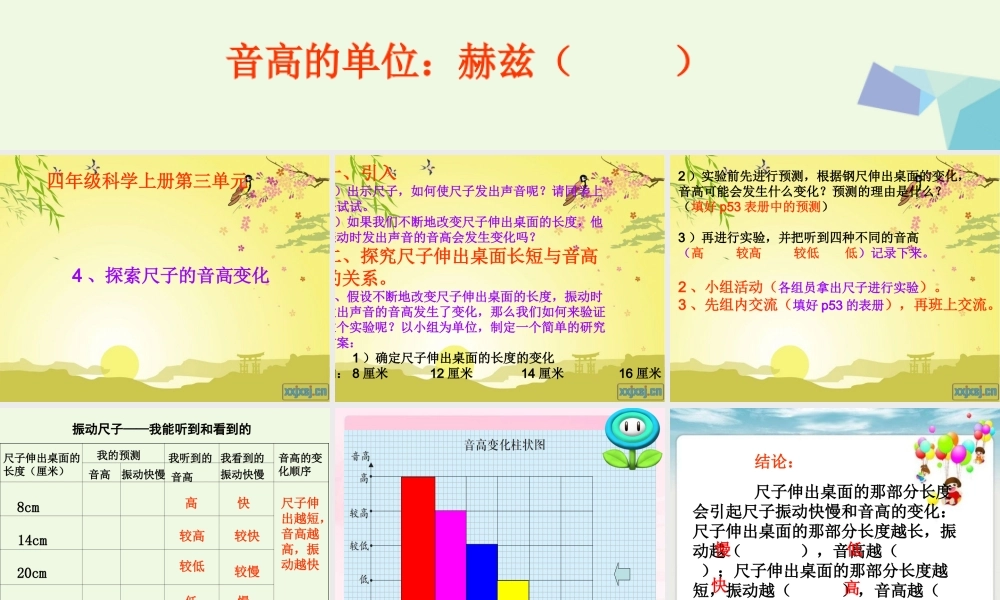 四年级科学上册 3.4 探索尺子的音高变化课件3 教科版-教科版小学四年级上册自然科学课件