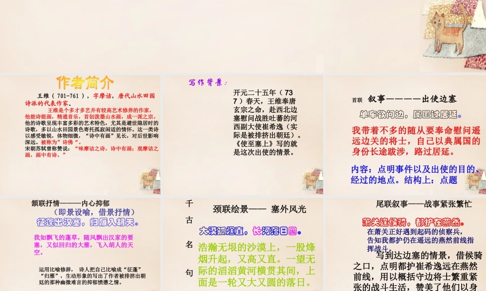 六年级语文下册《使至塞上》课件1 长春版-长春版小学六年级下册语文课件