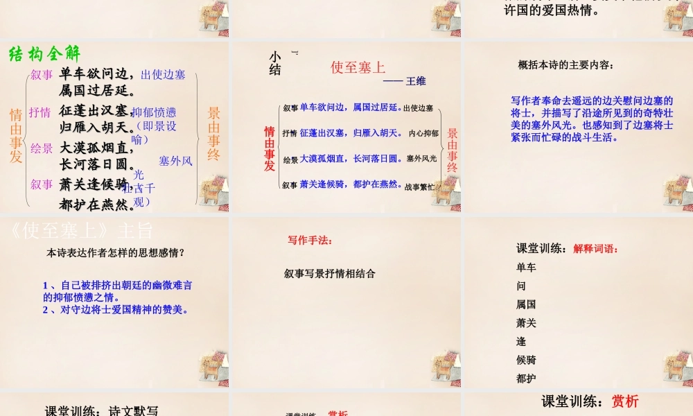 六年级语文下册《使至塞上》课件1 长春版-长春版小学六年级下册语文课件