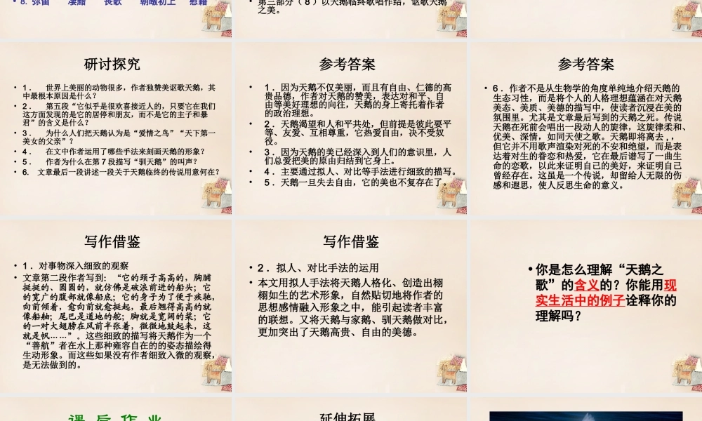 六年级语文下册《天鹅》课件1 长春版-长春版小学六年级下册语文课件