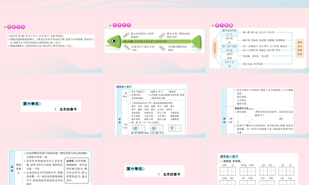 六年级语文下册 第一单元 1 北京的春节课件1 新人教版-新人教版小学六年级下册语文课件