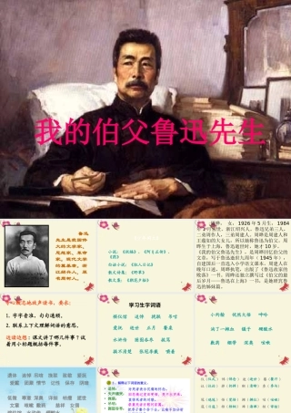 六年级语文下册 第4单元 17《我的伯父鲁迅先生》课件1 语文S版-语文S版小学六年级下册语文课件