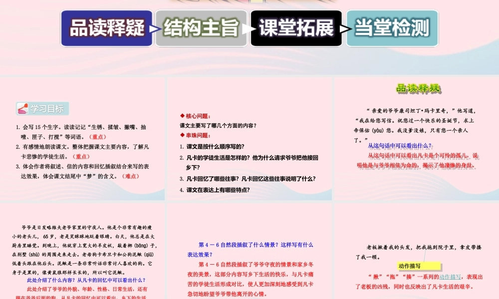 六年级语文下册 第四单元 15 凡卡（第2课时）课件 新人教版-新人教版小学六年级下册语文课件