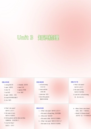 四年级英语上册 Unit 3 My friends知识梳理练习课件 人教PEP版-人教PEP小学四年级上册英语课件