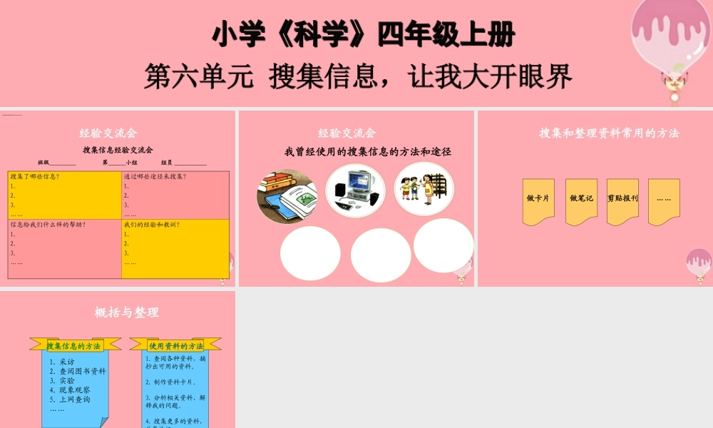 四年级科学上册 6.1 我们这样搜集信息课件1 湘教版-湘教版小学四年级上册自然科学课件