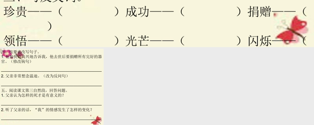 六年级语文下册 第4单元 18《永生的眼睛》课件3 语文S版-语文S版小学六年级下册语文课件