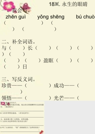 六年级语文下册 第4单元 18《永生的眼睛》课件3 语文S版-语文S版小学六年级下册语文课件