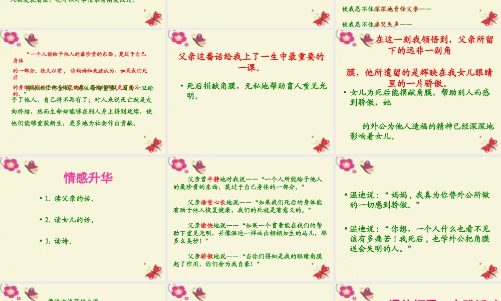六年级语文下册 第4单元 18《永生的眼睛》课件4 语文S版-语文S版小学六年级下册语文课件