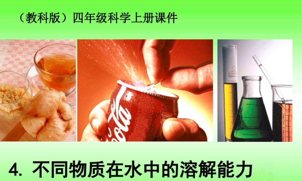 四年级科学上册 不同物质在水中的溶解能力 1课件 教科版
