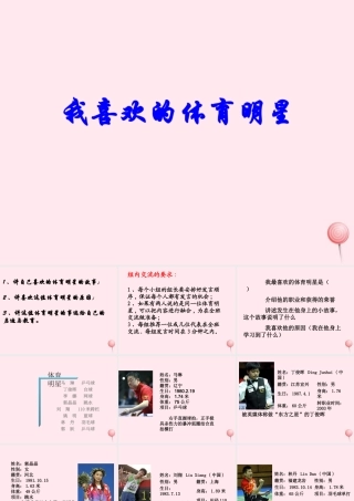 六年级语文下册《我喜欢的体育明星》教学课件 教科版-教科版小学六年级下册语文课件