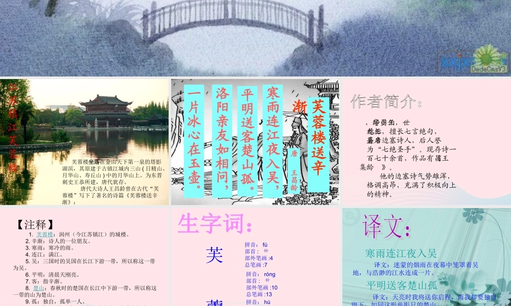 六年级语文下册 古诗词背诵 3 芙蓉楼送辛渐课件 新人教版-新人教版小学六年级下册语文课件