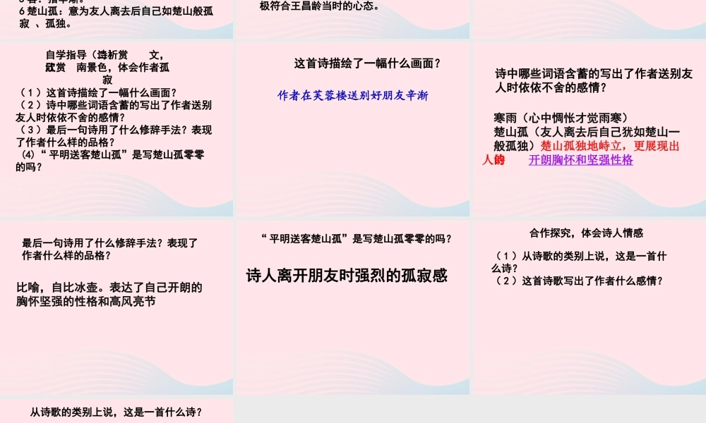 六年级语文下册 古诗词背诵 3芙蓉楼送辛渐课件 新人教版-新人教版小学六年级下册语文课件