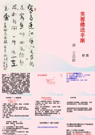 六年级语文下册 古诗词背诵 3芙蓉楼送辛渐课件 新人教版-新人教版小学六年级下册语文课件