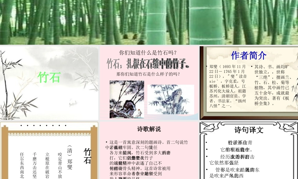 六年级语文下册 古诗词背诵 6竹石课件 新人教版-新人教版小学六年级下册语文课件