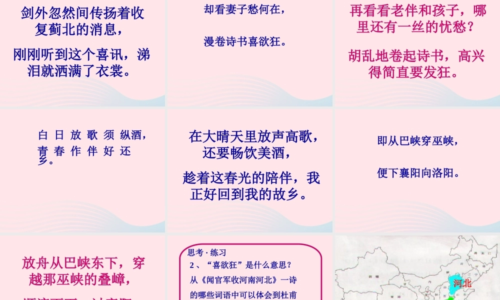 六年级语文下册 古诗词背诵 7《闻官军收河南河北》课件 新人教版-新人教版小学六年级下册语文课件