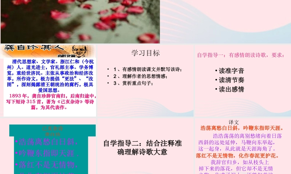 六年级语文下册 古诗词背诵 8己亥杂诗课件2 新人教版-新人教版小学六年级下册语文课件
