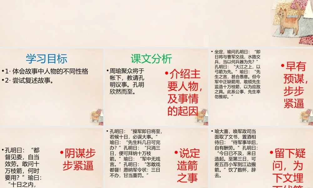 六年级语文下册《用奇谋孔明借箭（节选）》课件1 长春版-长春版小学六年级下册语文课件