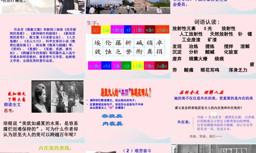 六年级语文下册 第五单元 18 跨越百年的美丽课堂教学课件2 新人教版-新人教版小学六年级下册语文课件