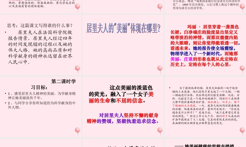 六年级语文下册 第五单元 18 跨越百年的美丽课堂教学课件3 新人教版-新人教版小学六年级下册语文课件