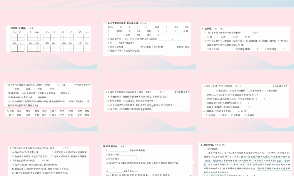 六年级语文下册 期中评估检测课件 新人教版-新人教版小学六年级下册语文课件