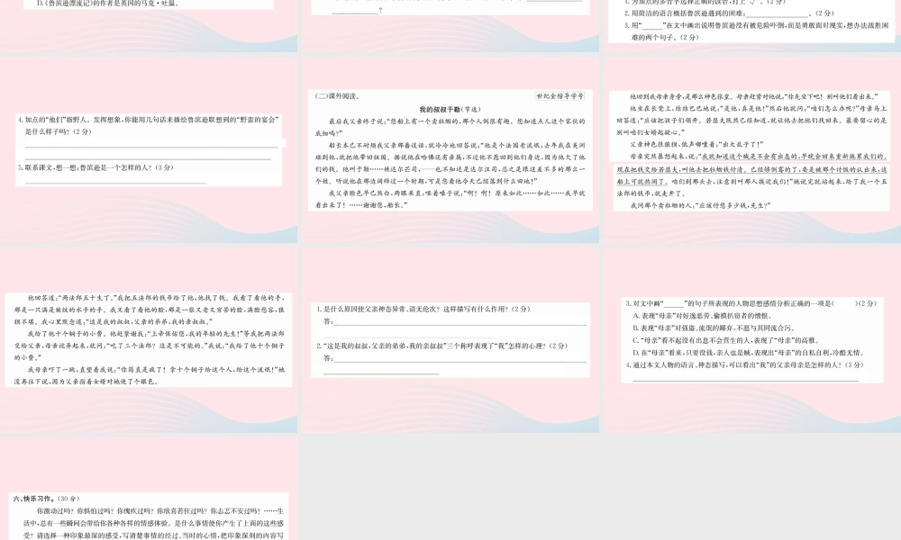 六年级语文下册 期中评估检测课件 新人教版-新人教版小学六年级下册语文课件