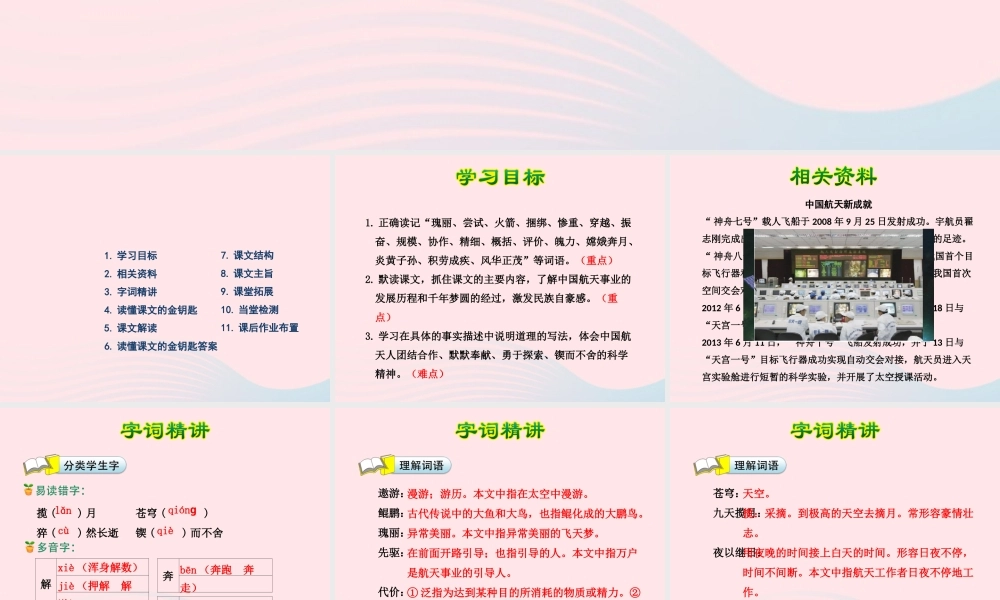 六年级语文下册 第五单元 19千年梦圆在今朝（第1课时）课件 新人教版-新人教版小学六年级下册语文课件