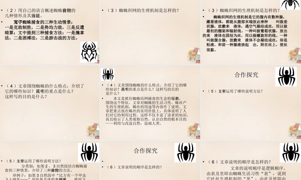 六年级语文下册《蜘蛛》课件1 长春版-长春版小学六年级下册语文课件