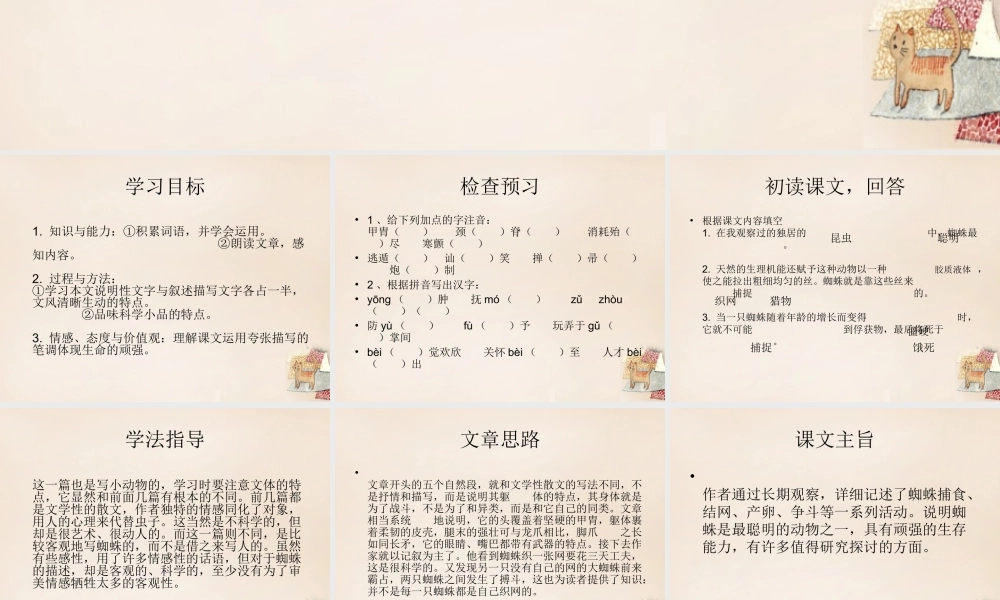 六年级语文下册《蜘蛛》课件3 长春版-长春版小学六年级下册语文课件