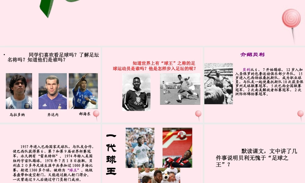 六年级语文下册《足球之王贝利》教学课件