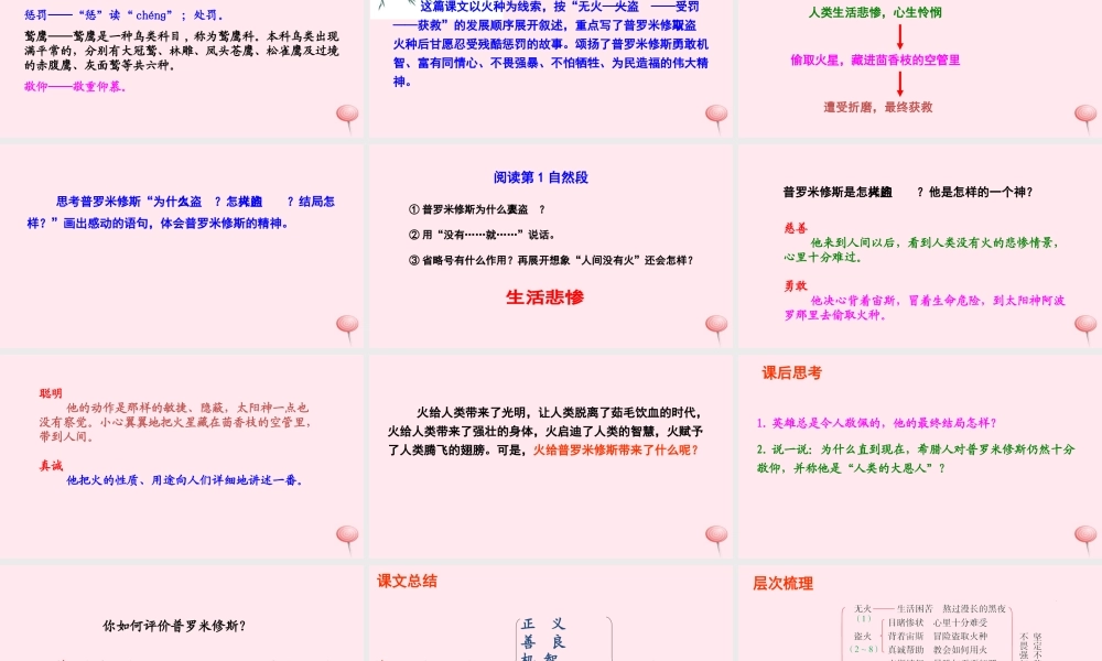 六年级语文下册 第一单元 4 天上偷来的火种课件 语文S版-语文S版小学六年级下册语文课件