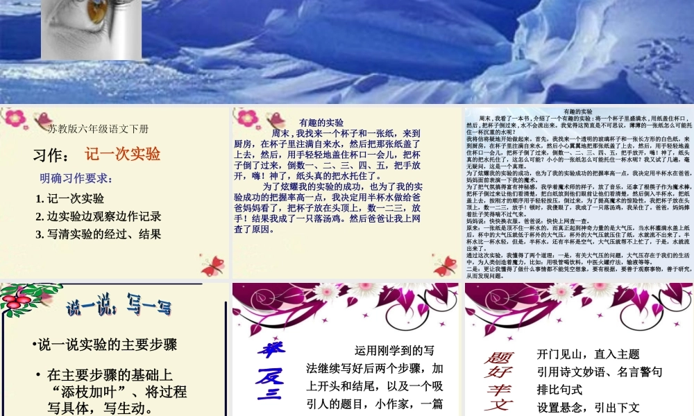 六年级语文下册 习作四《一个有趣的实验》课件3 苏教版-苏教版小学六年级下册语文课件