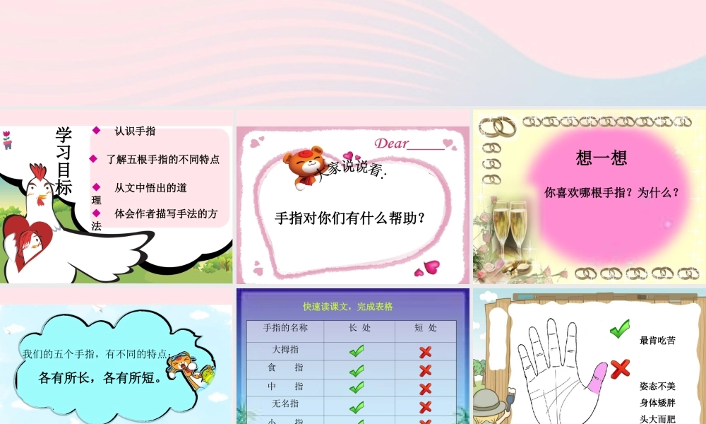 六年级语文下册 第一单元 5 手指课堂教学课件2 新人教版-新人教版小学六年级下册语文课件