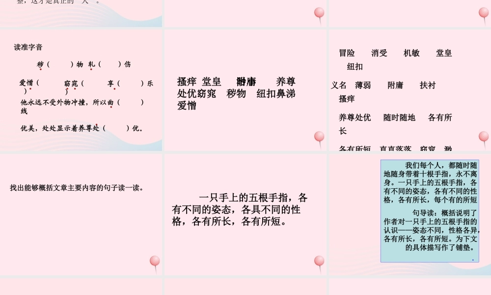 六年级语文下册 第一单元 5 手指课堂教学课件3 新人教版-新人教版小学六年级下册语文课件