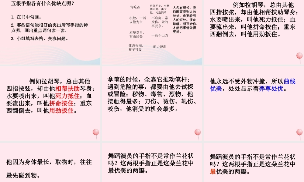 六年级语文下册 第一单元 5 手指课堂教学课件3 新人教版-新人教版小学六年级下册语文课件