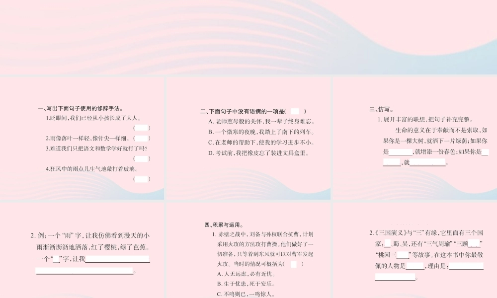 六年级语文下册 小考新题型二习题课件 新人教版-新人教版小学六年级下册语文课件