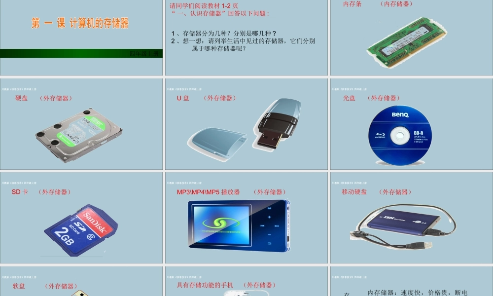 四年级信息技术上册 第一课《计算机的存储器》课件 川教版-川教版小学四年级上册信息技术课件
