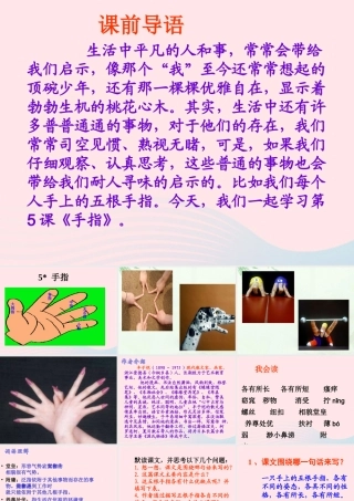 六年级语文下册 第一单元 5《手指》课件 新人教版-新人教版小学六年级下册语文课件