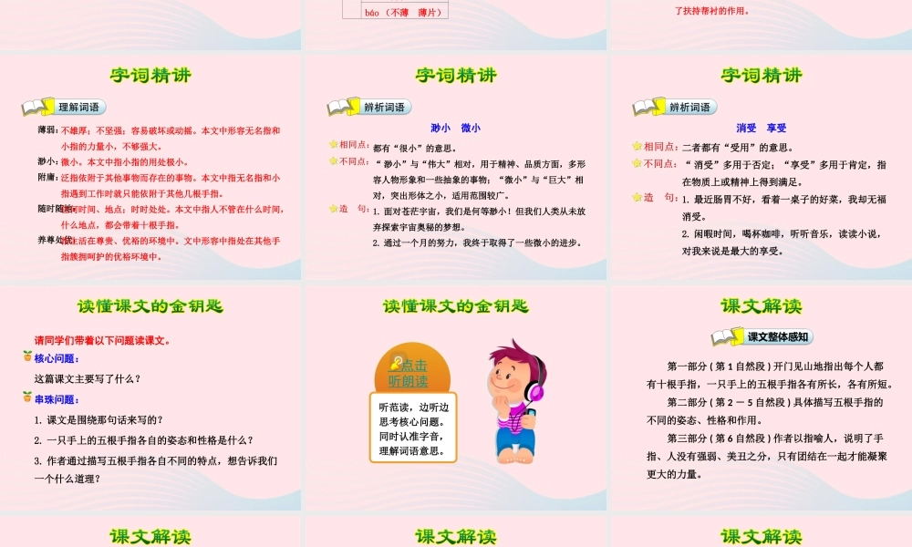 六年级语文下册 第一单元 5手指课件1 新人教版-新人教版小学六年级下册语文课件