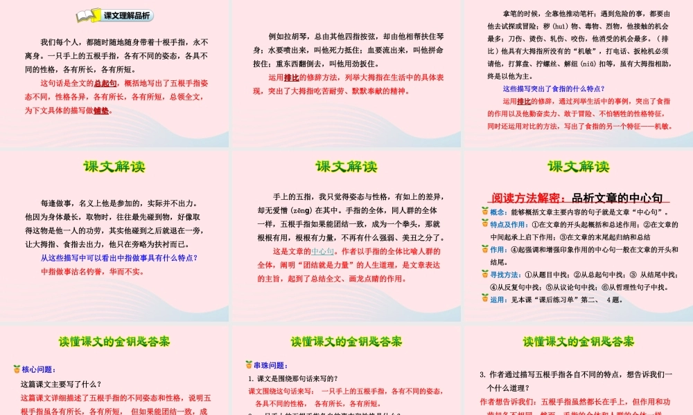 六年级语文下册 第一单元 5手指课件1 新人教版-新人教版小学六年级下册语文课件