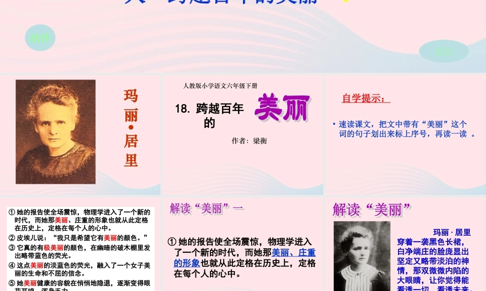 六年级语文下册 第五单元 第18课 跨越百年的美丽课件 新人教版-新人教版小学六年级下册语文课件