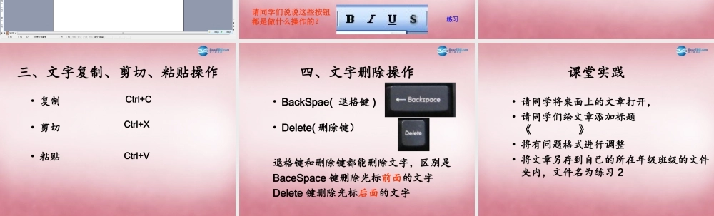 四年级信息技术上册 第2课 文字小编辑课件1 辽师大版（三起）