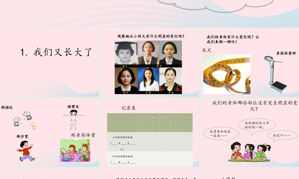 四年级科学上册 第1课《我们又长大了》课件（2） 鄂教版-鄂教版小学四年级上册自然科学课件